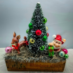 Christmas box with Santa and Reindeer